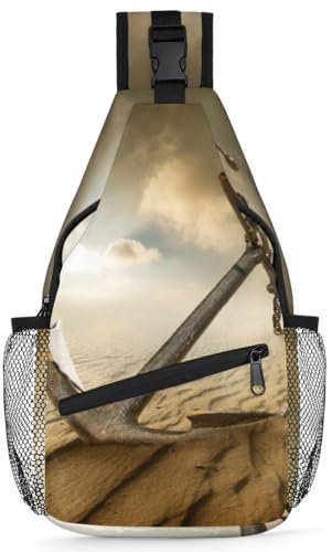 Anchor Desert Sling Rucksack Herren Damen, Anker Print Crossbody Schulter Brusttasche Casual Daypack Rucksack für Reisen Wandern, farbig