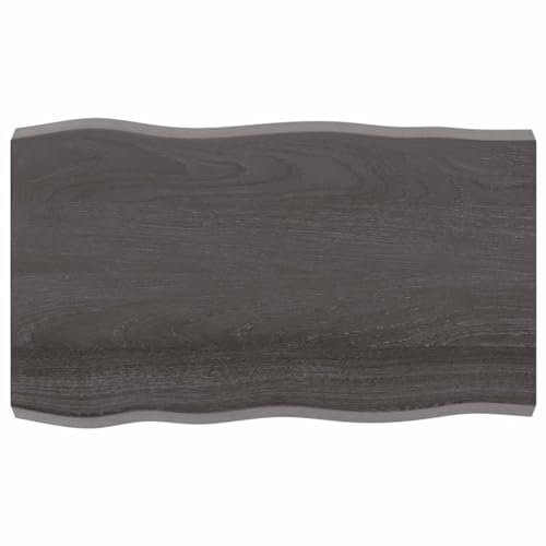 Rantry Tischplatte aus behandeltem Holz, Eiche, Naturrand, Grau, 100 x 60 x 6 cm, Tischplatte für Restaurant, Esszimmer, Wohnzimmer, Büro, Möbel, Arbeitsplatte, Tischplatte