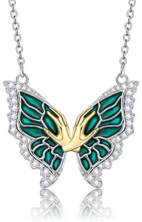 HARMONY BOLA Schmetterlings Halskette Sterlingsilber für Damen Zirkonia Schmetterlings Hand Anhänger Schmuck Weihnachts Geburtstagsgeschenke für Mädchen