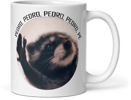 Pure Print Cut Pedro Waschbär Song Meme Lustige Keramiktasse | Ideal für TikTok- und Humorliebhaber | Spülmaschinenfest | 330ml Fassungsvermögen