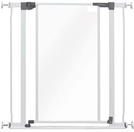 Cancelletto di sicurezza con pannello trasparente DREAMBABY - Funzione di fermo aperto - Fondo anticaduta - Bianco