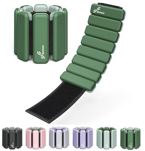 Sportneer Tragbare Gewichtsmanschetten – 2er-Set (Jeweils 0,5 kg & 1 kg) für Damen und Herren, Knöchelgewicht Set für Yoga, Tanz, Aerobic, Laufen, Gehen (Smaragdgrün)