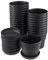 KEILEOHO Lot de 24 pots de fleurs en plastique de 10 cm avec plateau - Noir