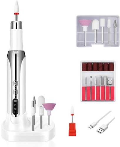 Ponceuse pour Ongles Professionnelle, Lime à Ongle Electrique 12 en 1, Ponceuse Ongle Silencieuse, Portable Kit de Manucure Pédicure pour Les Ongles en Acrylique et en Gel