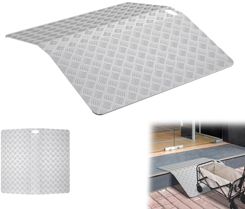 YRHome 80cm Türschwellenrampe Rollstuhlrampe Schwellenrampe Tür 10cm Hoch, 70cm Breite Schwellenrampe für Rollstuhl Schwellenbrücke rutschfest Tragbare mit Griffe für Innen- und Außenbereich