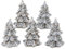 Logbuch-Verlag 5 mini Weihnachtsbäume kleine Baum Figuren Tannenbaum Miniatur Silber grau weiß Winterlandschaft 4,5 cm Silber