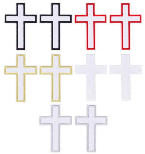 DICOSMETIC 10Pcs 5 Colors Cross Patch Iron on Cross Embroidery Applique Sew On Patches Cloth Applique Patch Gothic Decor Patches for Clothes DIY Jackets Shirts Hats Backpacks Jeans