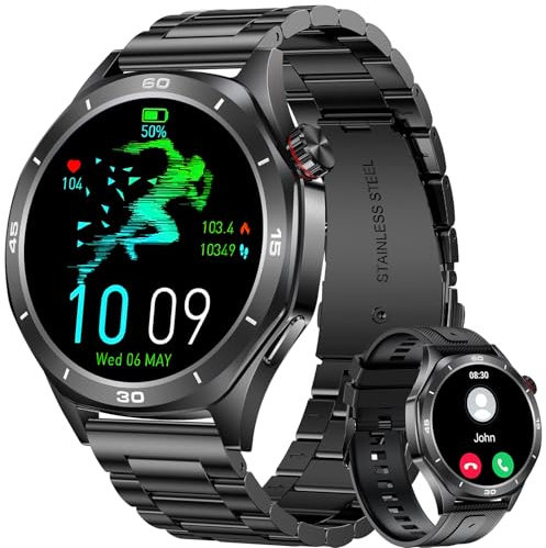 MEGALITH Montre Connectée Homme Bluetooth: Appel Montres Bracelet IP67 Etanche Smartwatch - Sport Fitness Tensiometre Cardiaque Podometre Moniteur Smartwatch