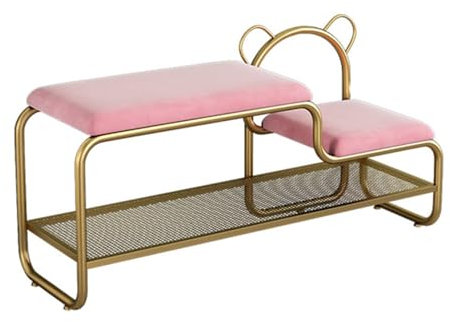 HARELA Polsterbank Schuhbank Mit Sitzfläche, Sitzbank mit Metallbeinen, Platzsparend schuhregal Metall schuhregal, für Schlafzimmer, Wohnzimmer, Eingangsbereich(Gold 3,120cm/47.2in)