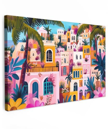 MuchoWow© Quadri Moderni Camera Da Letto 120x80 cm Foto Quadro Con Cornice Decorazioni Parete Soggiorno Stampa Su Tela Moderna Casa Salotto Poster Colorato - Rosa - Arancione - Giallo - Fiori