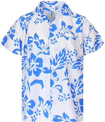 King Kameha Herren Hawaiihemd Kurzarm – Sommer Aloha Shirt mit Hibiskus-Print, leicht und pflegeleicht