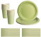 Juego de vajilla desechable de 52 piezas, 20 servilletas de papel, 16 tazas, 16 platos de papel de 7 pulgadas, vajilla biodegradable de color verde salvia para cumpleaños, bodas, fiestas de Navidad