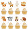 WUBAYI 24 Top-Cupcakes Animaux de la Forêt - Décorations Non Comestibles pour Anniversaires Enfants et Fêtes Bébé