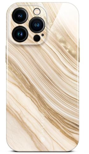 ONEFLOW Bliss Cover für iPhone 14 Pro Max Hülle in Marmor Optik, Designer Case Handy Schutzhülle mit Kameraschutz, Muster Hardcase Glitzer Handyhülle marmoriert, Gold Beige