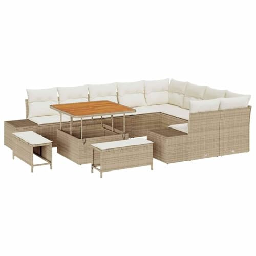 vidaXL 5-teiliges Outdoor-Sofaset mit Kissen in modernem Beige und Cremeweiß. Bietet Platz für bis zu UV-beständigem Rattan und ist perfekt für den Garten oder Balkon - ideal für Terrasse und Lounge.