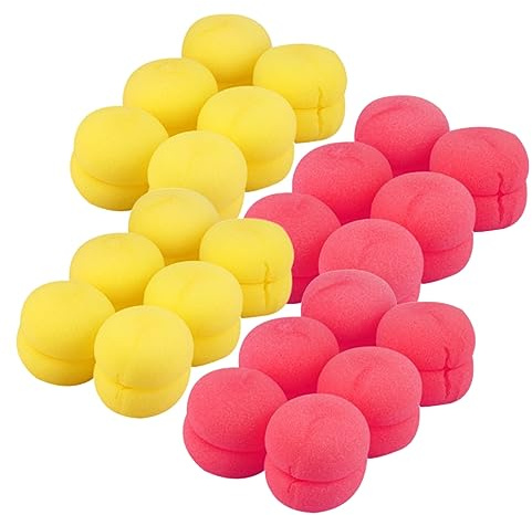 LRXIYODE 4 Stück Lockenwickler Schwamm Pilz Design Leicht Haarschwammwickler Damen Selbstgemacht Haarstyling Schwammroller Rot Gelb Für Kurze Haare Schlaf Haarpflege