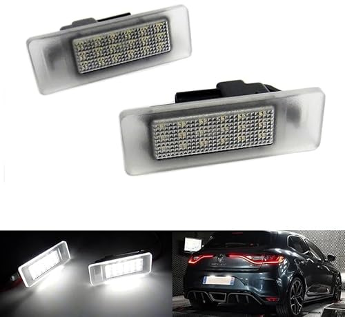 2x LED Kennzeichenbeleuchtung weiß für Clio V Espace V Koleos II Megane IV 5-türer Hatchback / Grandtour Scenic IV Talisman Master III Movano B 19-24 GT-R R35 Q50