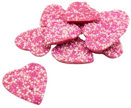 Pink milk chocolate candy sprinkle strawberry flavour heart cake decoration (500g)