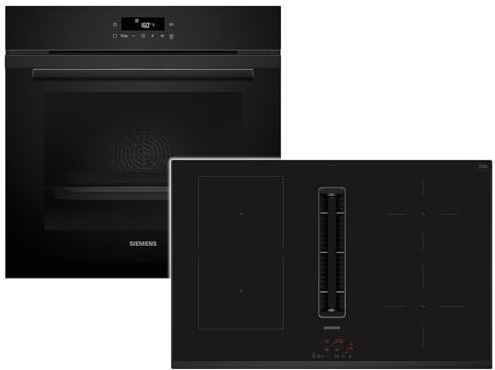 Siemens Set PQ227EA51Z Backofen Deep Black Inox HB271ABB3 + Induktionskochfeldabzug ED851BS16E