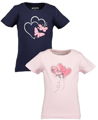 Blue Seven 2er Pack Mädchen T-Shirts mit Herzen 122