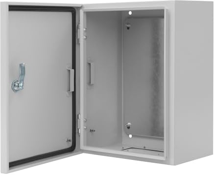 Verteilerkasten mit IK08 Schutz,Sicherungskasten Aufputz mit Zinklegierungsschloss Montageplatte & Kabeldurchführungen,Schaltschrank IP65 aus Stahl für Haus,Garten & Industrie (30 * 40 * 20cm)