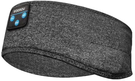 Voerou Cuffie a Fascia Bluetooth per Dormire, Lavabili, Regalo | Fascia morbida traspirante, altoparlanti 0,2, 12h batteria, lavabile, adatto 20-23,5, ottimo regalo.