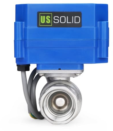 U.S. Solid 3/4 Zoll Motorisierter Kugelhahn Edelstahl - Voller Anschluss, 9-24V DC, 5-Draht-Setup, Stromlos Geschlossen mit Kontrollleuchten