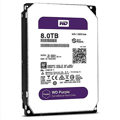 Western Digital Purple - Disco duro interno de 8 TB (Serial ATA III, 5400 RPM, 3.5, Surveillance System), Púrpura