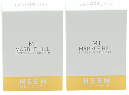 Marble Hill Neem Oil Soap Bar 2 Pack “Fabulously Moisturising - Sunday Times” Dry Sensitive Eczema-Prone Skin Psoriasis Natural Cleanser for Face Hands, Body All Ages with Shea Butter Vitamin E
