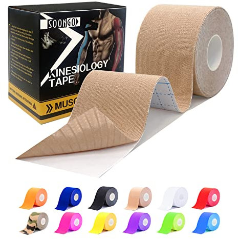 Kinesiotapes,Boob Tape for Bra Lift, (Stückzahl 1x,2x,5x) 5cm*5m Entlasten Muskelkater und Verstauchung,Physiotherapie Elastische Gute Hypoallergen Beige by SOONGO