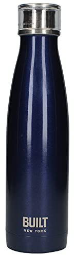BUILT Perfect Seal, Doppelwandige Isolierte Wasserflasche aus Rostfreiem Stahl, 480 ml, Mitternachtsblau