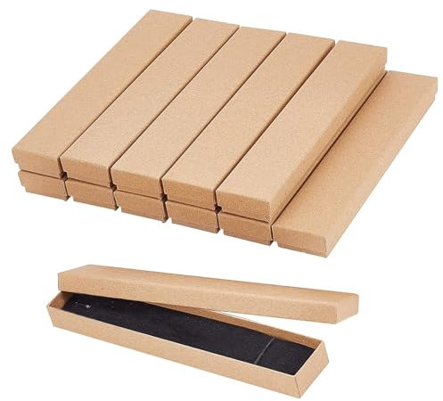nbeads 12 Stück Karton Halskette Box, Kraft Schmuckschatulle Rechteck Geschenkbox Geschenkverpackungen Box Für Armbänder Halskette Aufbewahrung Und Präsentation, 21×4×2 cm