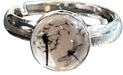 Ring Pusteblume Libelle 925 Sterling Silber Cabochon Fingerring