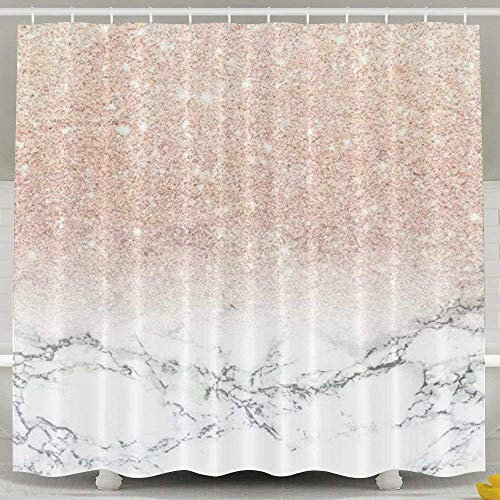 CHATAE Rideau de Douche 152,4 x 182,9 cm Or Rose Marbre Imperméable Polyester Rideau de Bain Décoratif