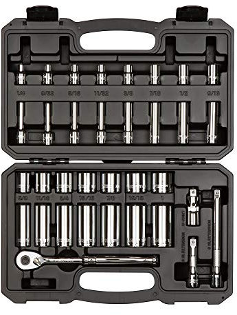 TEKTON 3/8 Inch Drive 6-Point Socket and Ratchet Set, 34-Piece (1/4-1 in.) | SKT15101