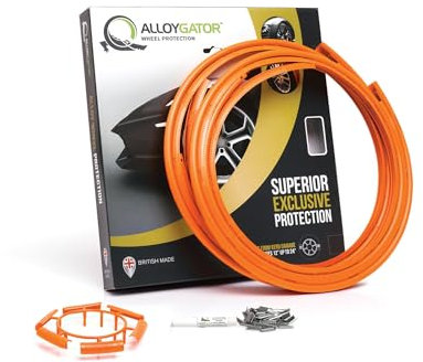 AlloyGator Felgenschutz Orange – Schützt vor Bordsteinschäden & Kratzern | Passend für Felgen bis 24 | Für alle Fahrzeugtypen | Ohne Klebstoff | 15 Farboptionen