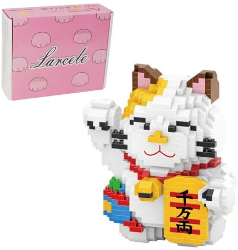 Larcele 1163 Pieces Micro Cat Building Blocks Pet Mini Building Toy Bricks KLJM-02 (Fortune Cat,Model 4569)