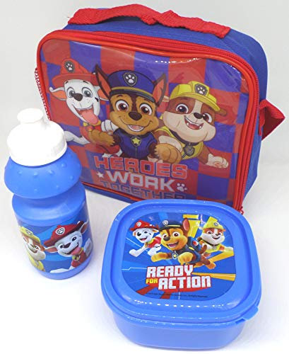 TDL Paw Patrol Set Regalo Borsa Termica + Bere Bottiglia + Sacco per Il Pranzo - Licenza Ufficiale - Lunch Bag + Sports Bottle + Sandwich Box - Gift Bundle