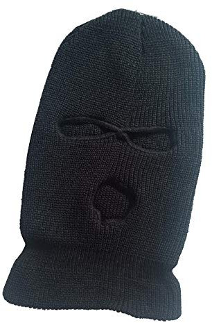 Springcmy Sturmhaube mit 3 Löchern, winddicht, gestrickt, für kaltes Wetter Gr. Einheitsgröße, A Schwarz
