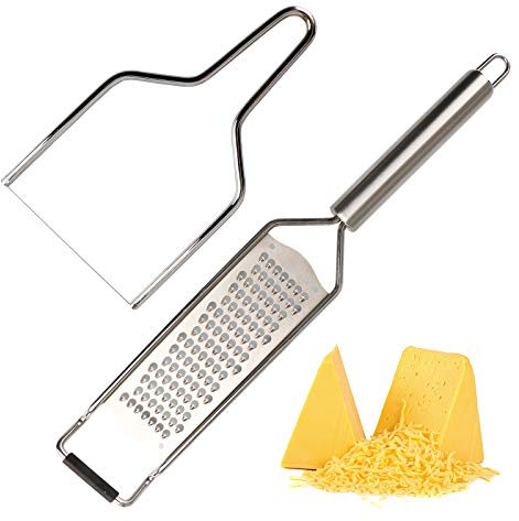 Oligi Râpe à fromage et trancheuse à fromage avec lames tranchantes et couvercle de protection pour cuisine, zesteur plat en acier inoxydable pour légumes, fruits, chocolat