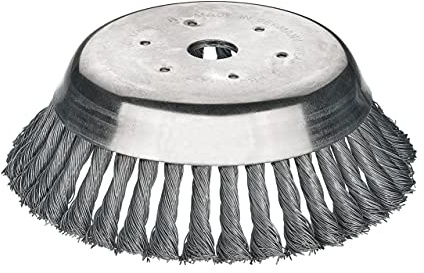 Lessmann Kegelbürste gezopft ø 180 mm (Aufnahme 20,0 mm, aus Stahldraht hochfest, für Rasengittersteine/Bordsteine, Gesamthöhe 54 mm) 4762M001