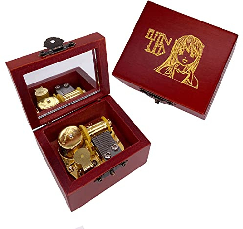 Youtang Musikbox, geschnitzte Holz-Spieluhr mit Aufziehmechanismus, musikalisches Geschenk für Weihnachten, Geburtstag, Valentinstag (Melodie: Lilium, gold)