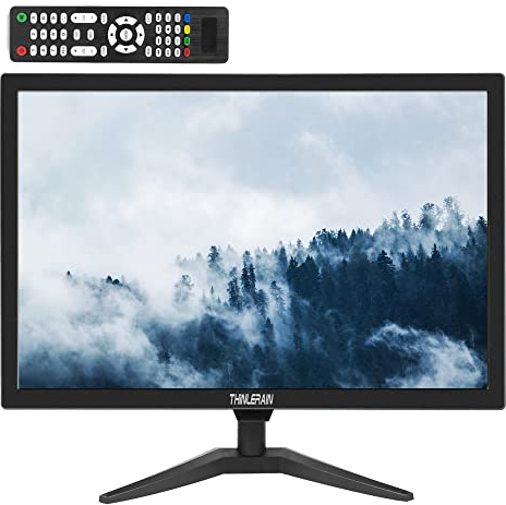 Thinlerain Écran PC 20 16:9 1600 x 900, moniteur de cuisine, moniteur LED, haut-parleur intégré, 5 ms, 60 Hz, montage VESA, avec VGA, HDMI, AV, BNC USB, pour FireStick, ordinateur, ordinateur