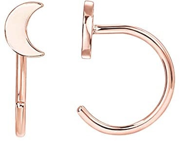 PAVOI 925 Sterling Silver Huggie Half Hoop Earrings | Hypoallergenic Minimalist Tiny Cartilage Earring, Rose Gold, Cubic Zirconia