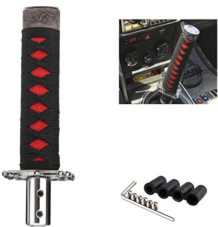 TOTMOX Katana Sword Gear Shift Knob, Catchers Gear Automatic Short Shift Knob Universal para autos manuales y autos de transmisión automática, negro + rojo