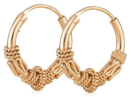 NKlaus Paar Wikinger Schmuck 14mm Ohrringe Keltische Creole Gothic Celtic Bali Creolen Vergoldet 5082