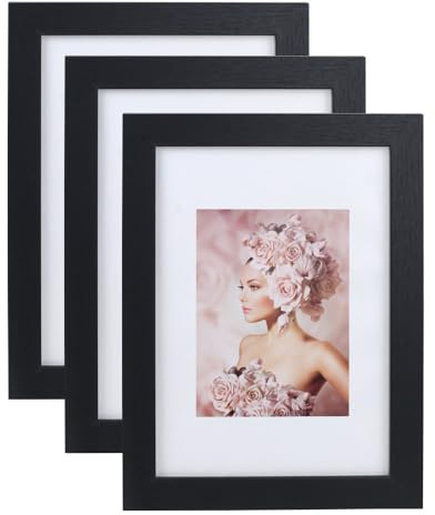IDEAL TREND 3er Pack Holz Bilderrahmen Foto Plexi Rahmen Acryl Collage Wanddeko Poster S215: Farbe: Schwarz | Format: 29,7x42 A3