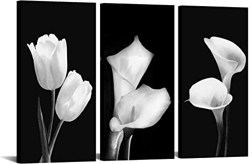 GVOZI Leinwanddruck 3 Stück Calla Lily Poster Home Decor Schwarz-Weiß-Druck Leinwand Gemälde Moderne Bilder Wohnzimmer Wandkunst 50x70cm