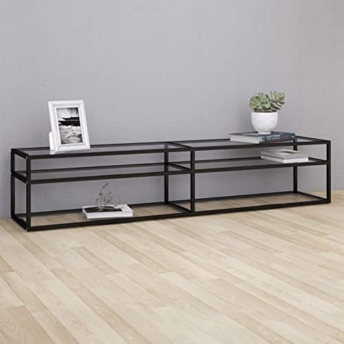 Mogou TV-Schrank, Fernsehtisch, Tv Lowboard, Fernsehschrank, Tv Bank, Tv Table, Tv Kommode, Transparent 200x40x40,5 cm Hartglas