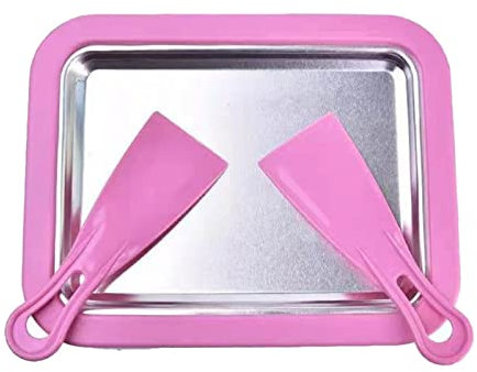 Teller mit 2 Schaufeln, selbstgemacht, gerollt, Eiswürfelbereiter, selbstgemachtes Eis, Eismaschine (Rosa)